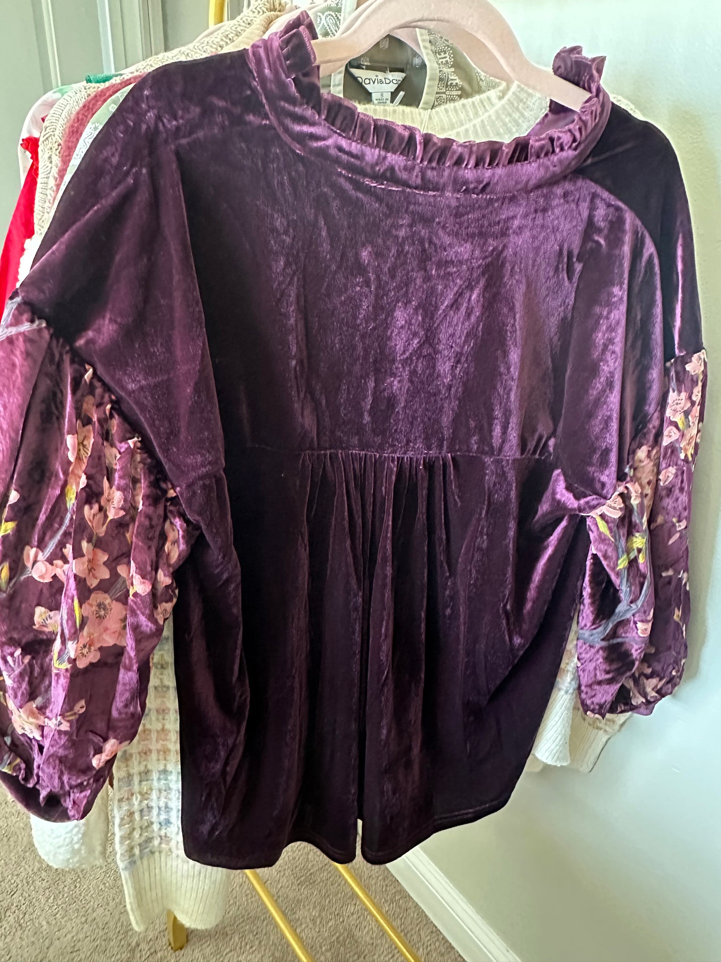 Plum Velvet 3/4 Sleeve Top