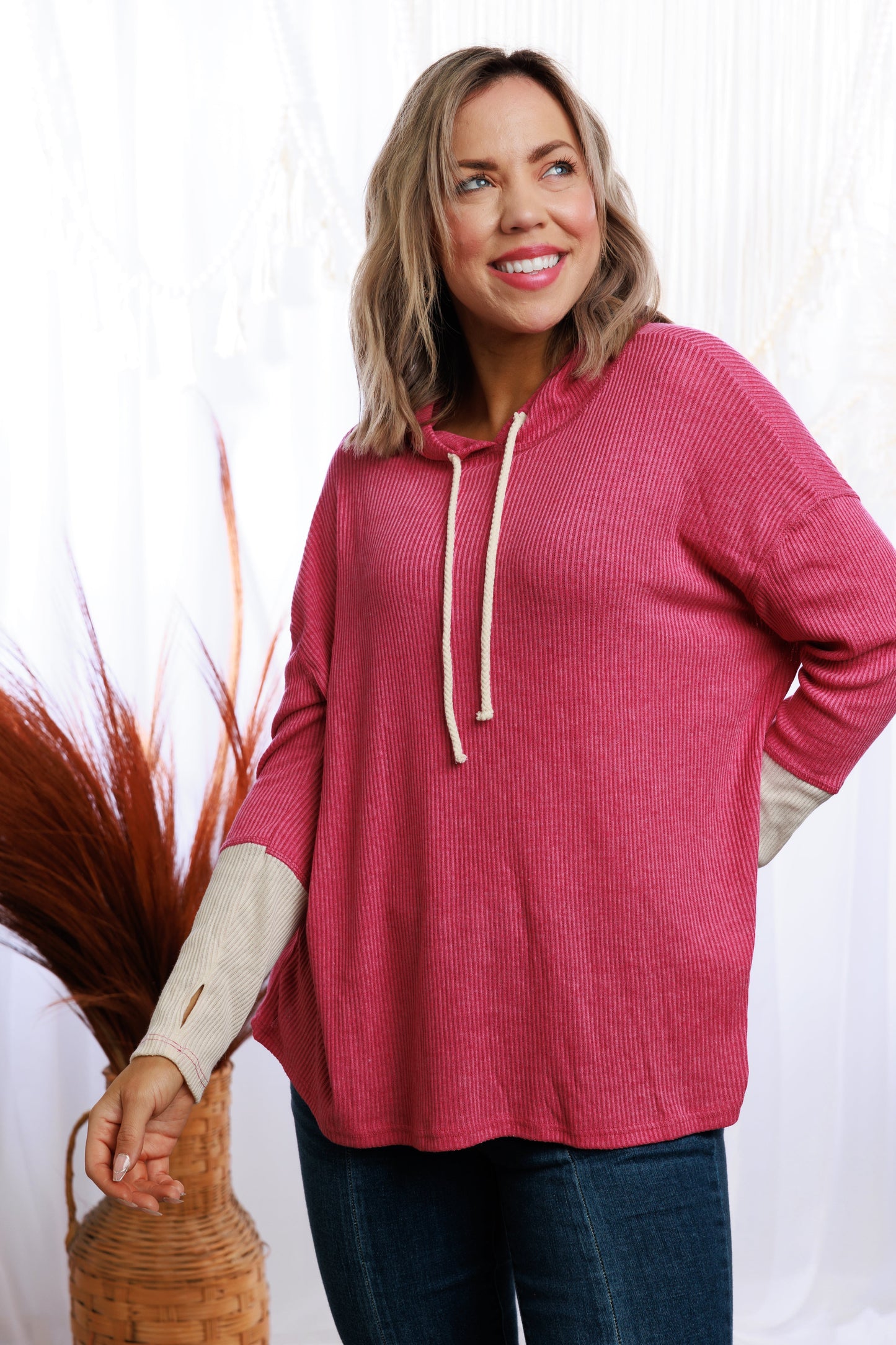 Bella - Fuchsia Thumbhole Hoodie