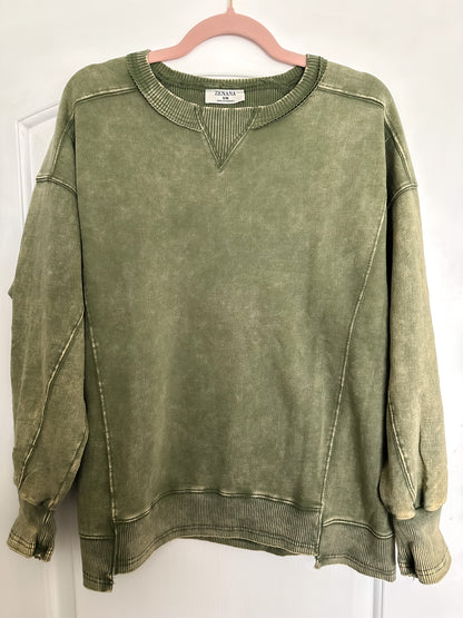 Zenana Acid Wash Pullover